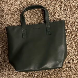 Fawn Design dark green faux leather mini tote